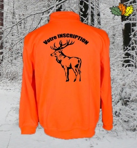 sweat-fluo-haute-visibilite-col-zip-chasse-chasseur-cerf